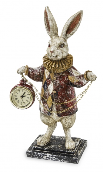 一只兔子的小雕象与手表的
