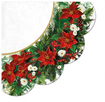PL餐巾Poinsetia花圈（白色）